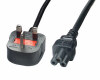Mains lead, C5, clover leaf, 5A 2.0M, UK